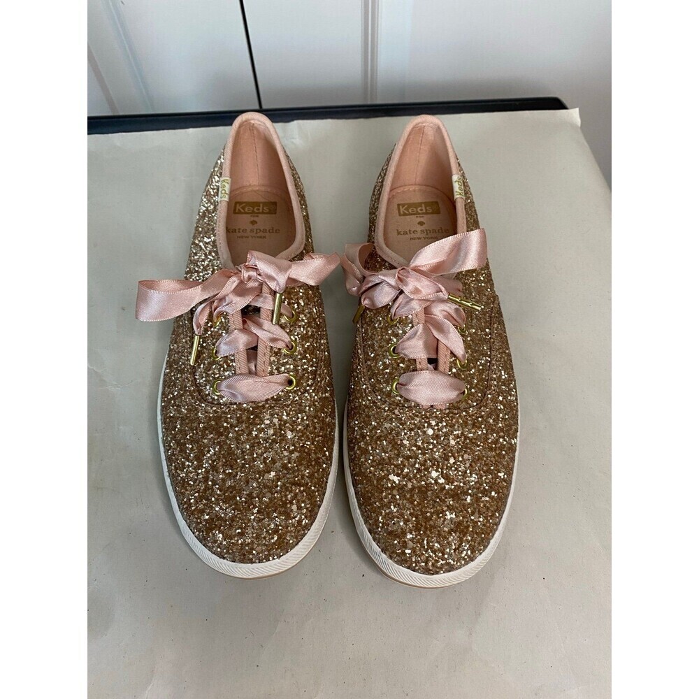 kate spade Glitter Platform Sneakers with Pink Satin Laces